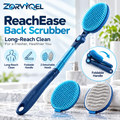 ZORVYQEL Foldable Long Handle Back Scrubber - Shower Brush with Detachable Silicone Bristle & Textured Body Scrub Heads