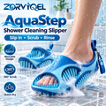 ZORVYQEL AquaStep Shower Foot Cleaning Slipper - Wearable Silicone Foot Scrubber with Soft Inner Bristles, Sidewall Cleaning Fins & Rinse-Friendly Design