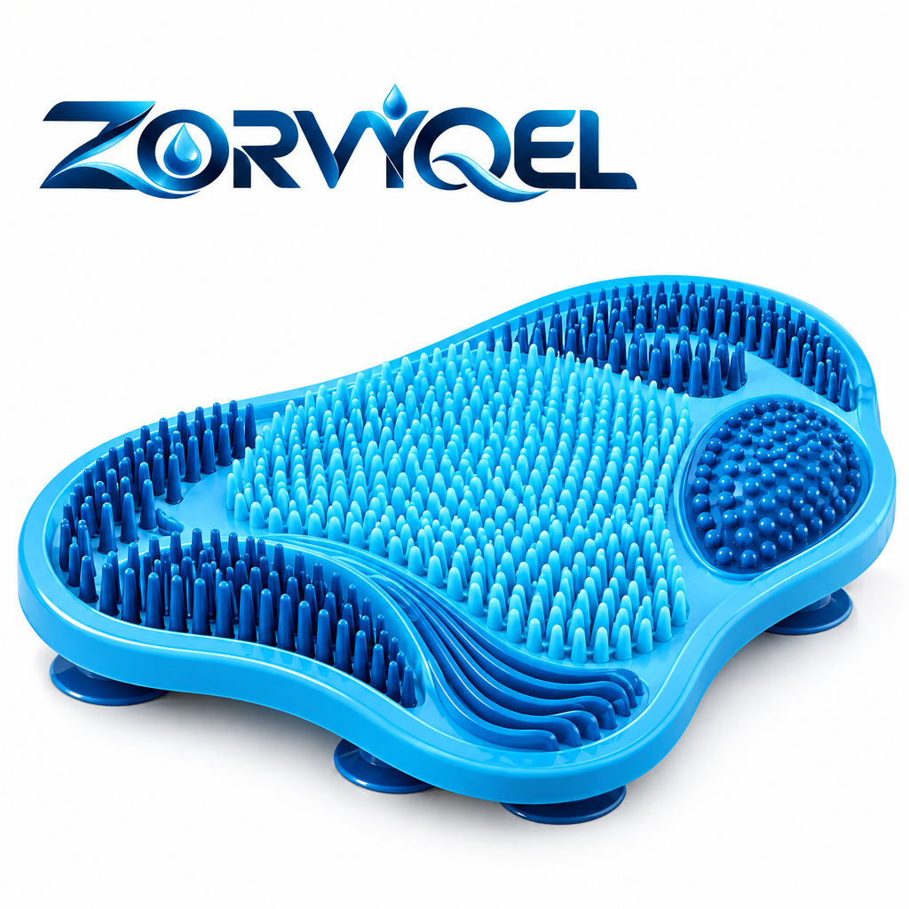 ZORVYQEL SoleNest Silicone Foot Scrubber Mat - Shower Foot Cleaning Brush with Suction Cup Base, Toe Bristles & Heel Massage Texture