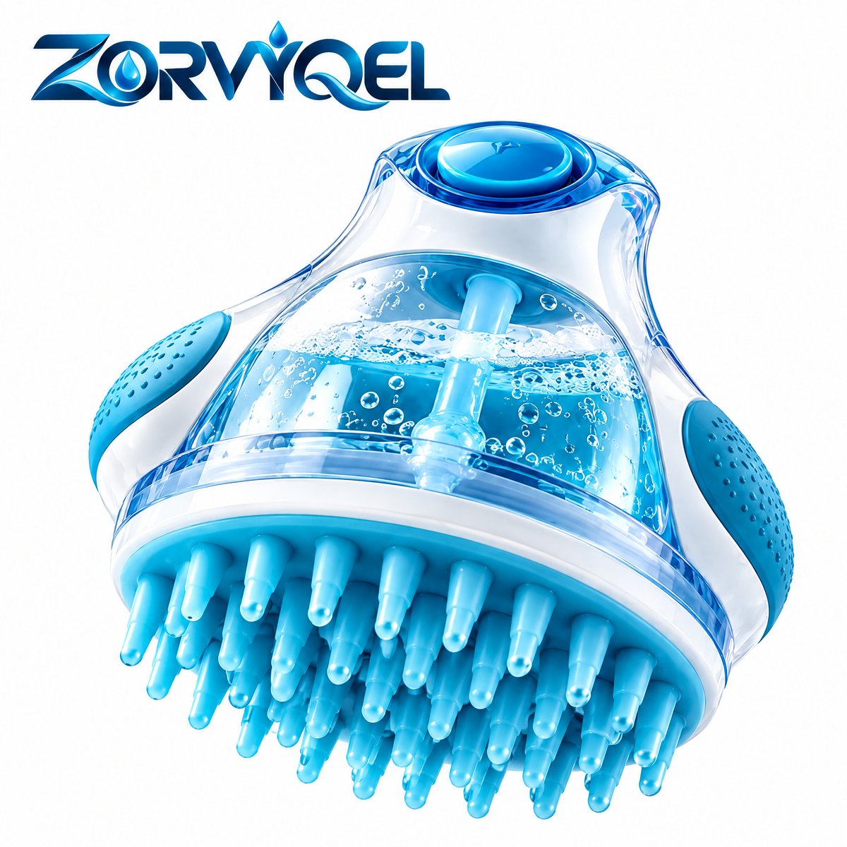 ZORVYQEL LatherDrop Shampoo Dispensing Scalp Brush - Refillable Silicone Scalp Scrubber with Press Button, Soft Bristles & Easy Grip