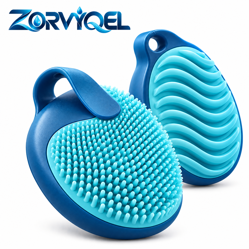 ZORVYQEL 2-in-1 Silicone Body Scrubber - Dual-Sided Shower Brush with Easy-Grip Strap for Body Cleansing & Massage