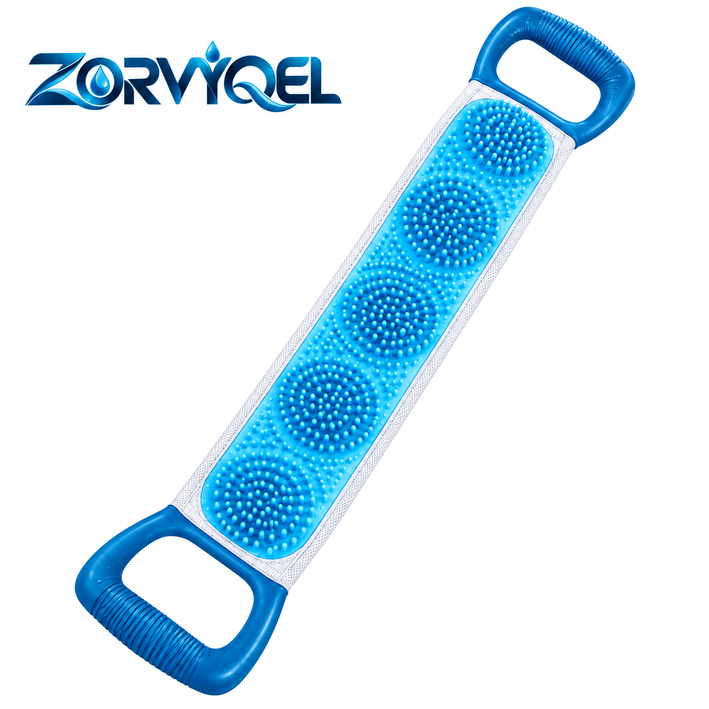 ZORVYQEL Dual-Sided Back Scrubber Strap - Long-Reach Exfoliating Shower Belt with Easy-Pull Handles for Full-Body Washing
