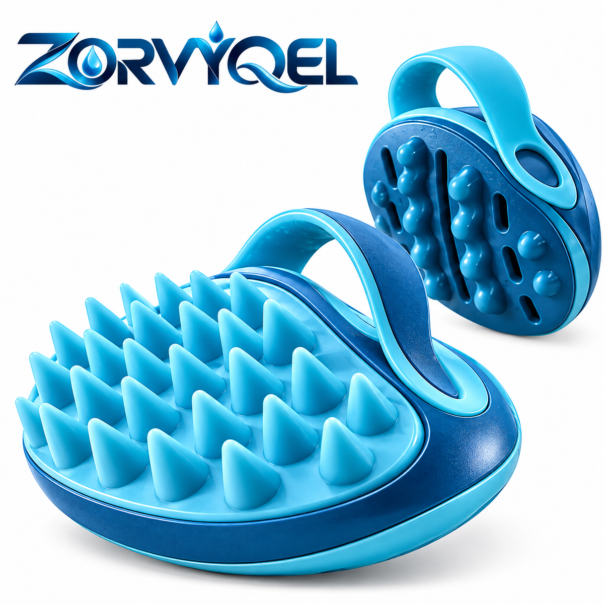 ZORVYQEL FlexGrip Silicone Scalp Massager & Shampoo Brush - Soft Scalp Scrubber with Easy Palm Strap and Quick-Dry Vents